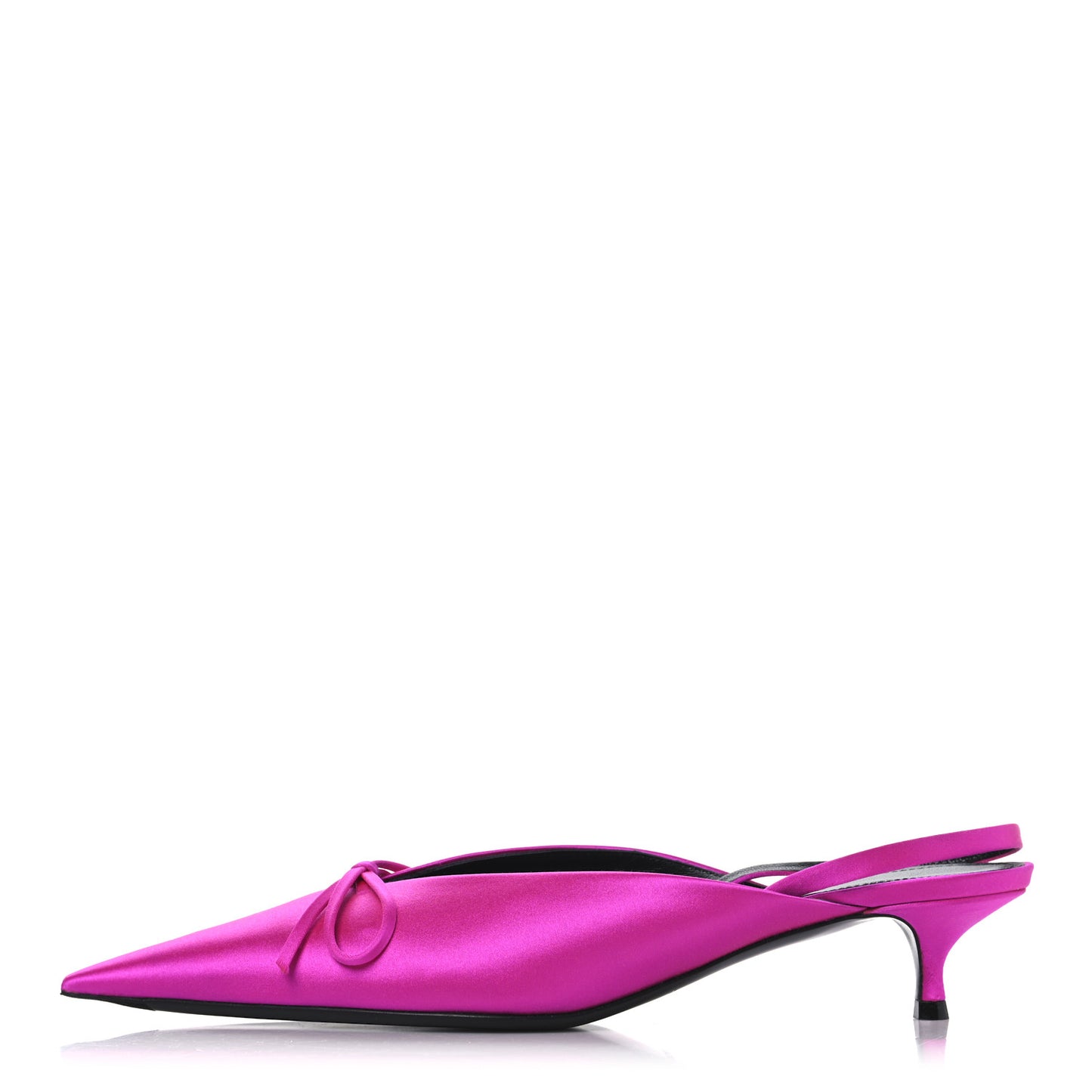 Satin Pointed Toe Knife Slingback 40mm Mules 38 Rose Fuchsia