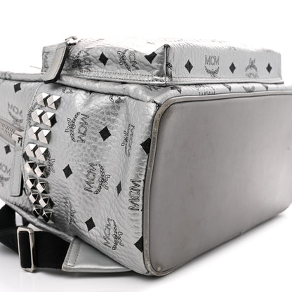 MCM Metallic Visetos Medium Side Stud Stark Backpack Berlin Silver 8 of 14