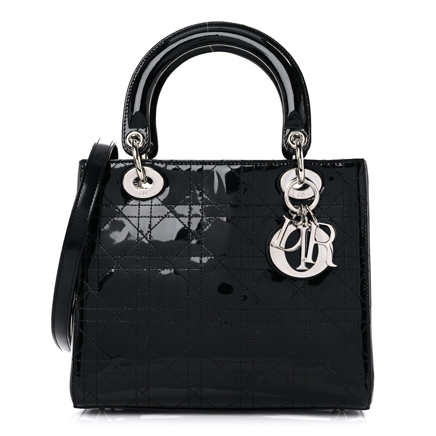 Christian Dior Patent Cannage Stitched Medium Lady Dior Black 1 of 11