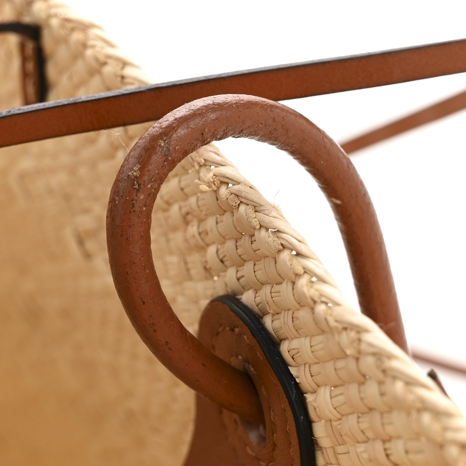 Loewe Calfskin Raffia Small Anagram Basket Tote Bag Natural Tan 11 of 12
