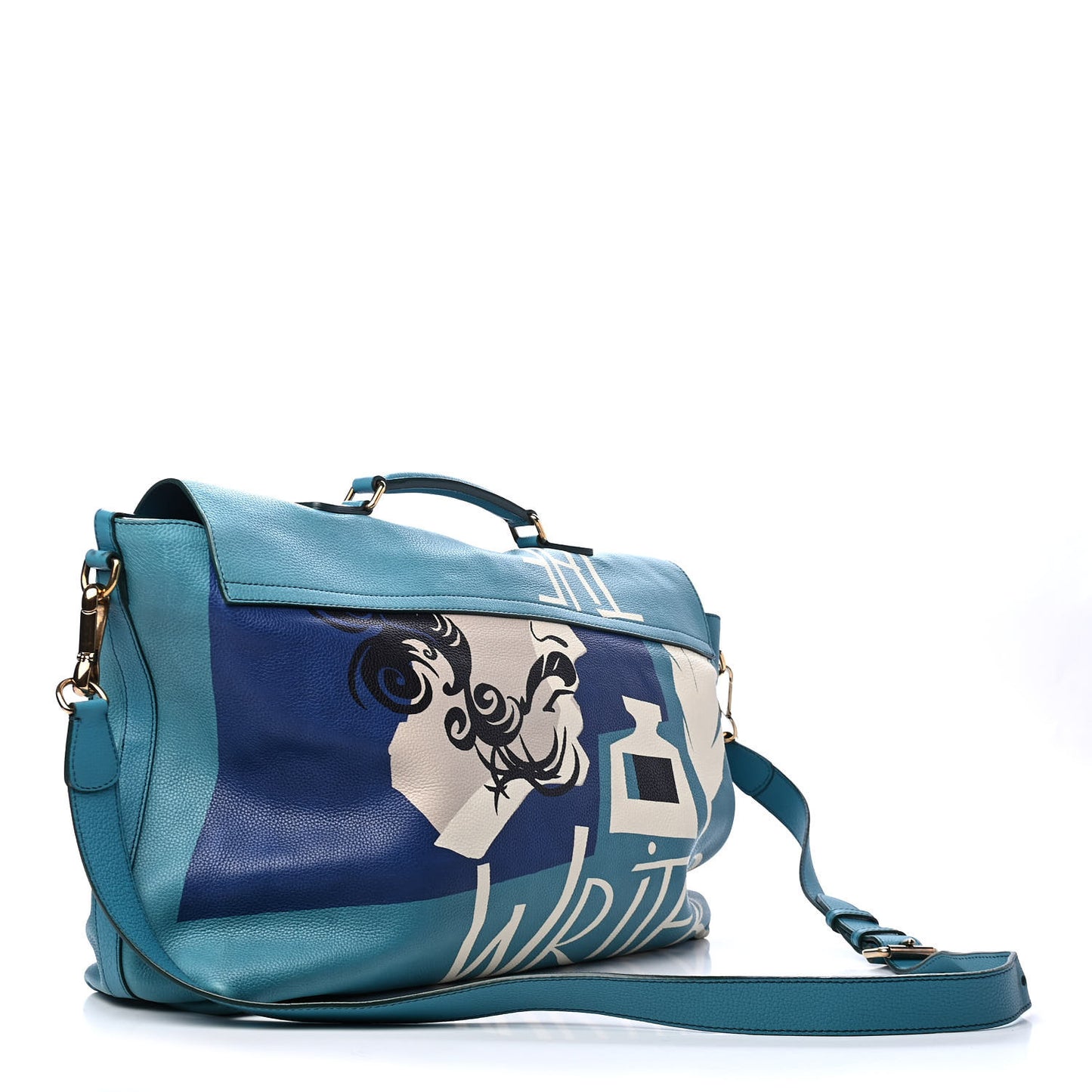 Calfskin Book Cover Print Every Day Satchel Blue