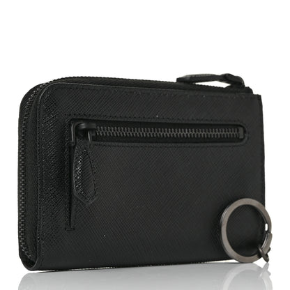 Prada Saffiano Triangle Zip Around Keychain Black 3 of 9