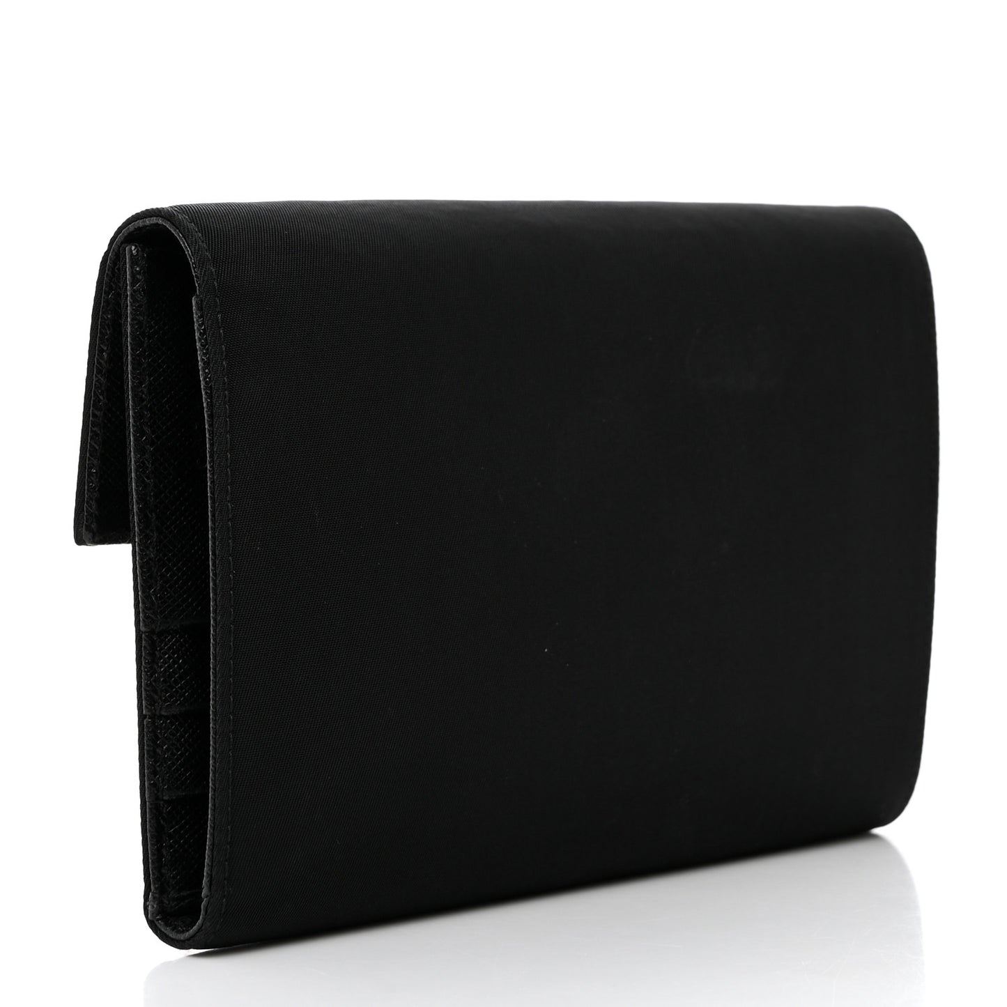Tessuto Nylon Saffiano Tri-Fold Compact Wallet Black