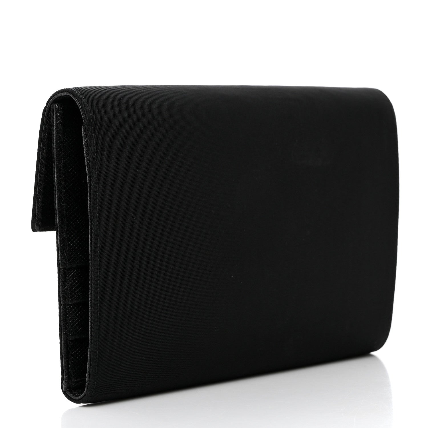 Prada Tessuto Nylon Saffiano Tri-Fold Compact Wallet Black 3 of 8