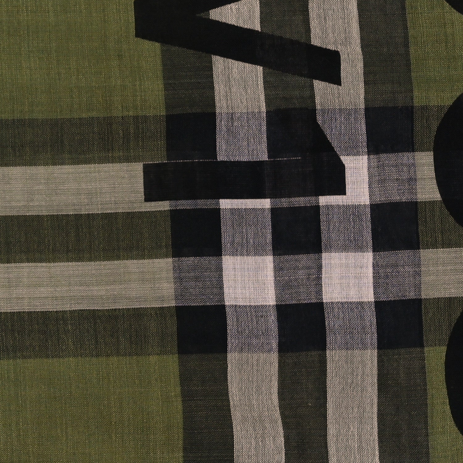 Burberry Wool Silk Horseferry Giant Check Print Scarf Olive Green 3 of 3