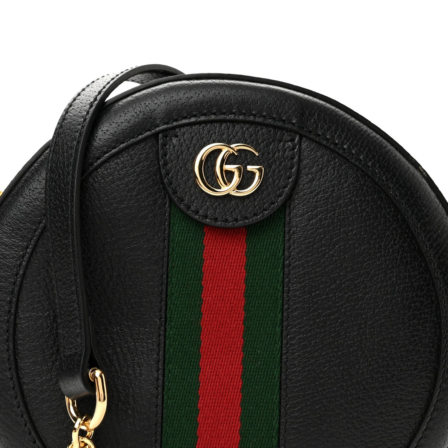 Gucci Grained Calfskin Web Mini Ophidia Round Shoulder Bag Black 8 of 10