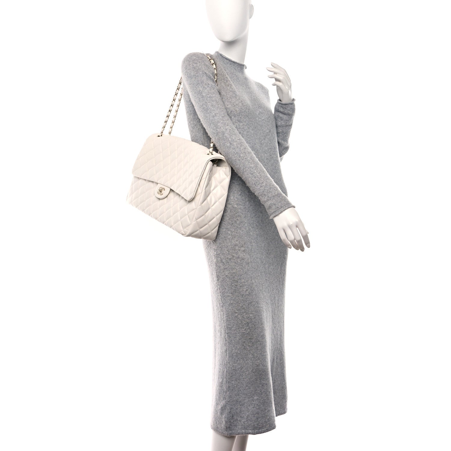 Chanel Caviar Quilted XXL Travel Flap Bag White 2 of 9