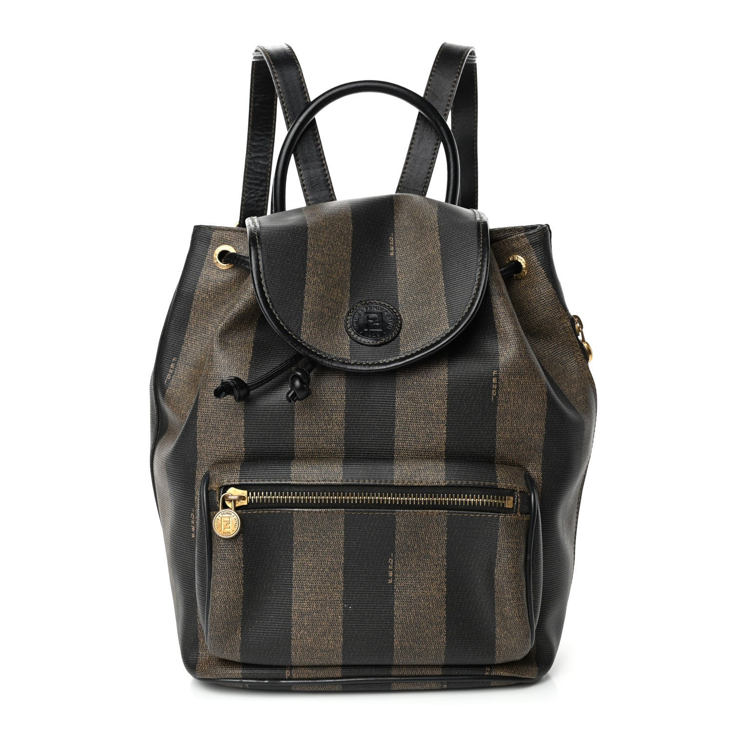 Fendi Coated Canvas Pequin Drawstring Backpack Tobacco 1 of 4