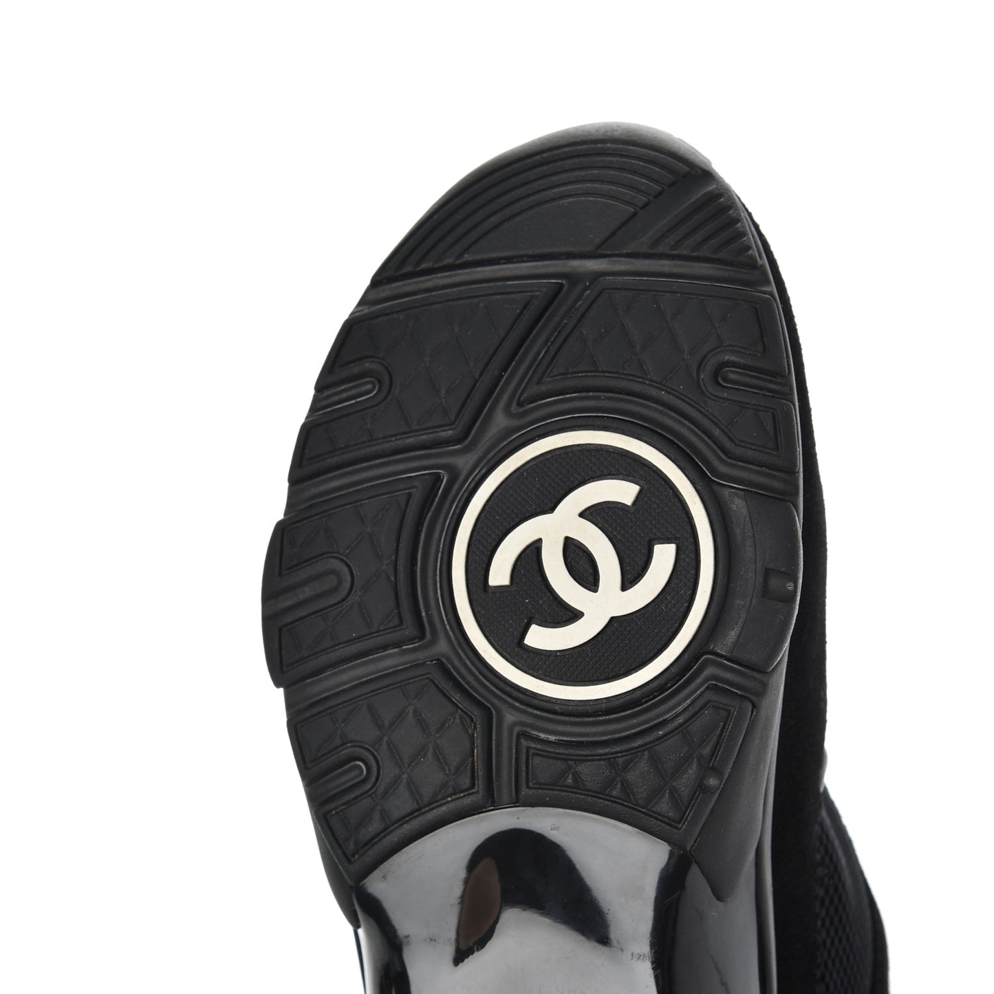 Fabric Calfskin Suede CC Sneakers 37.5 Black