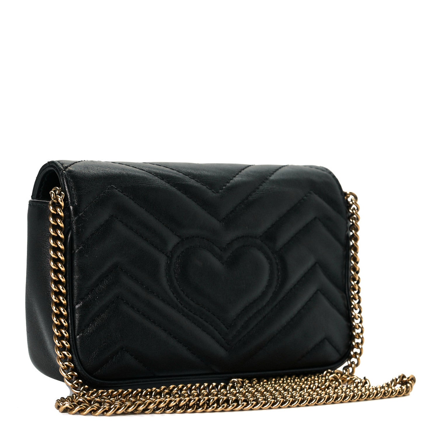 Gucci Calfskin Matelasse Super Mini GG Marmont Shoulder Bag Black 2 of 6