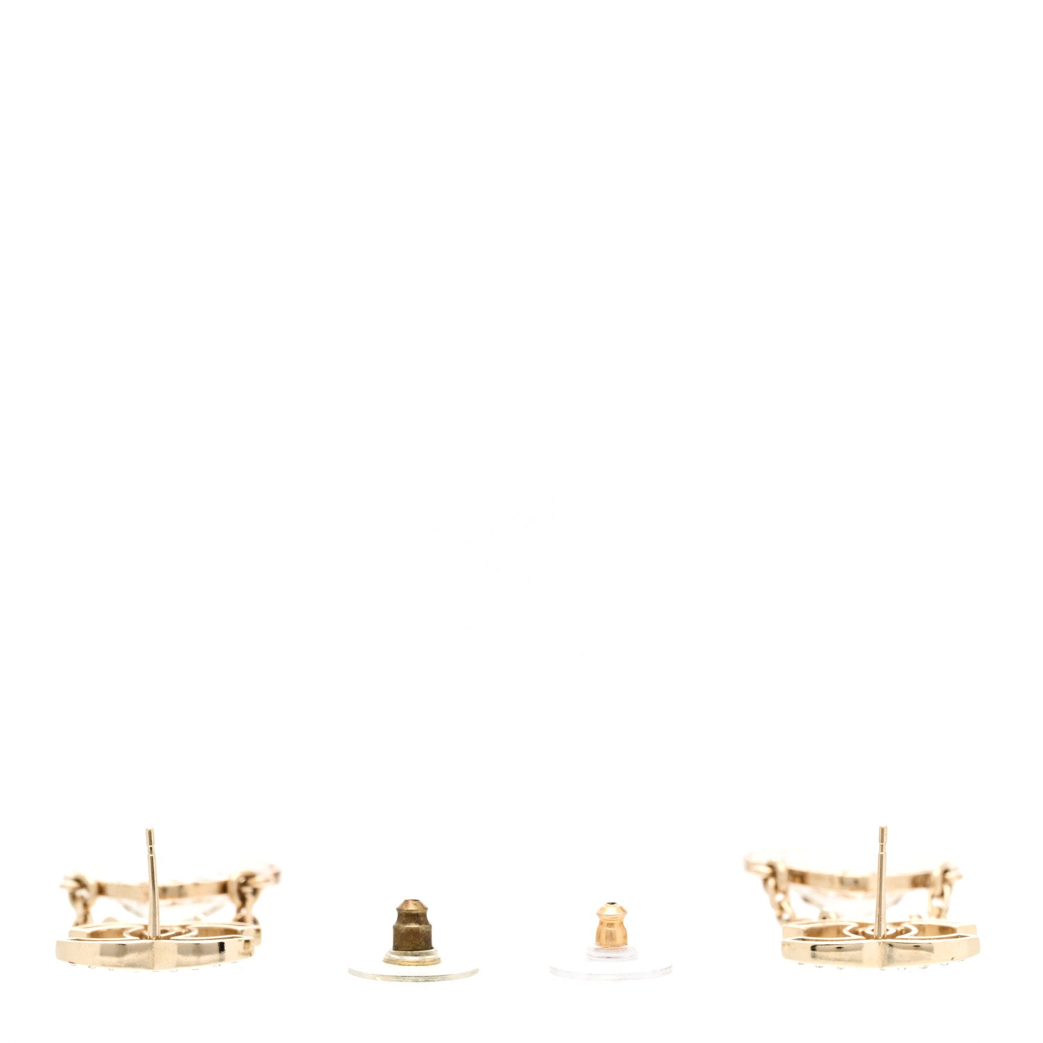 Chanel Crystal Pearl CC Chain Drop Earrings Gold 3 of 7
