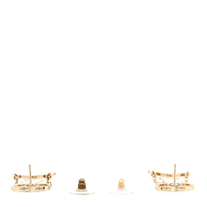 Chanel Crystal Pearl CC Chain Drop Earrings Gold 3 of 7