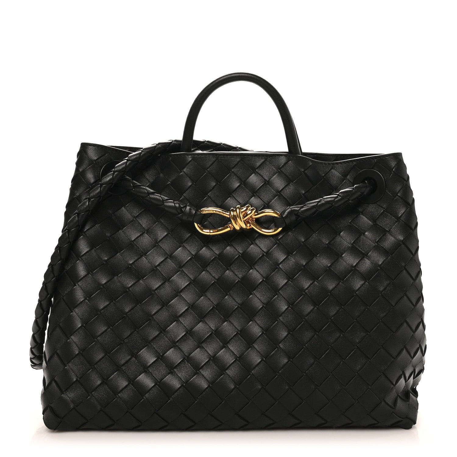 Bottega Veneta Nappa Intrecciato Medium Andiamo Shoulder Bag Black 1 of 9