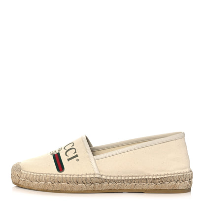 Gucci Canvas Logo Espadrilles 40 Greggio White 1 of 9