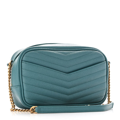 Saint Laurent Grain De Poudre Matelasse Monogram Mini Lou Camera Bag Blue Vert 3 of 9