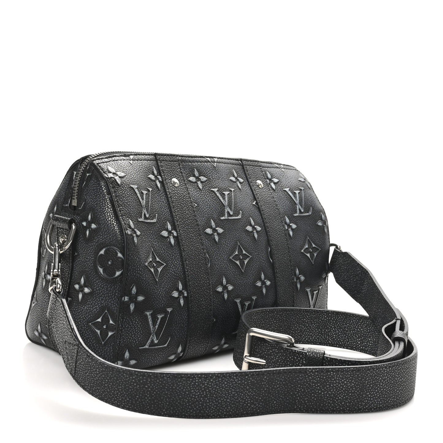 Cowhide Faded Monogram City Keepall Charcoal