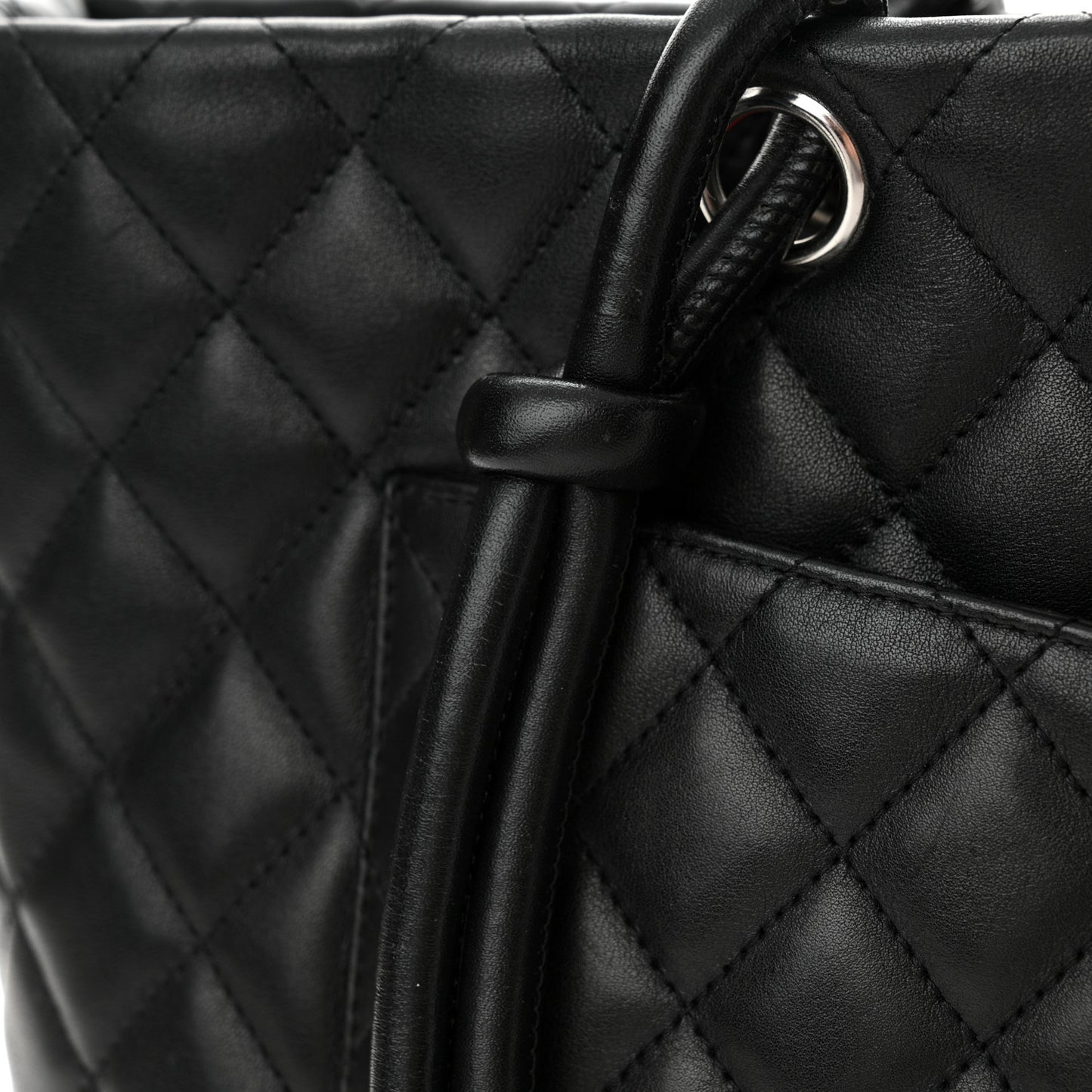 Calfskin Quilted Large Cambon Tote Black