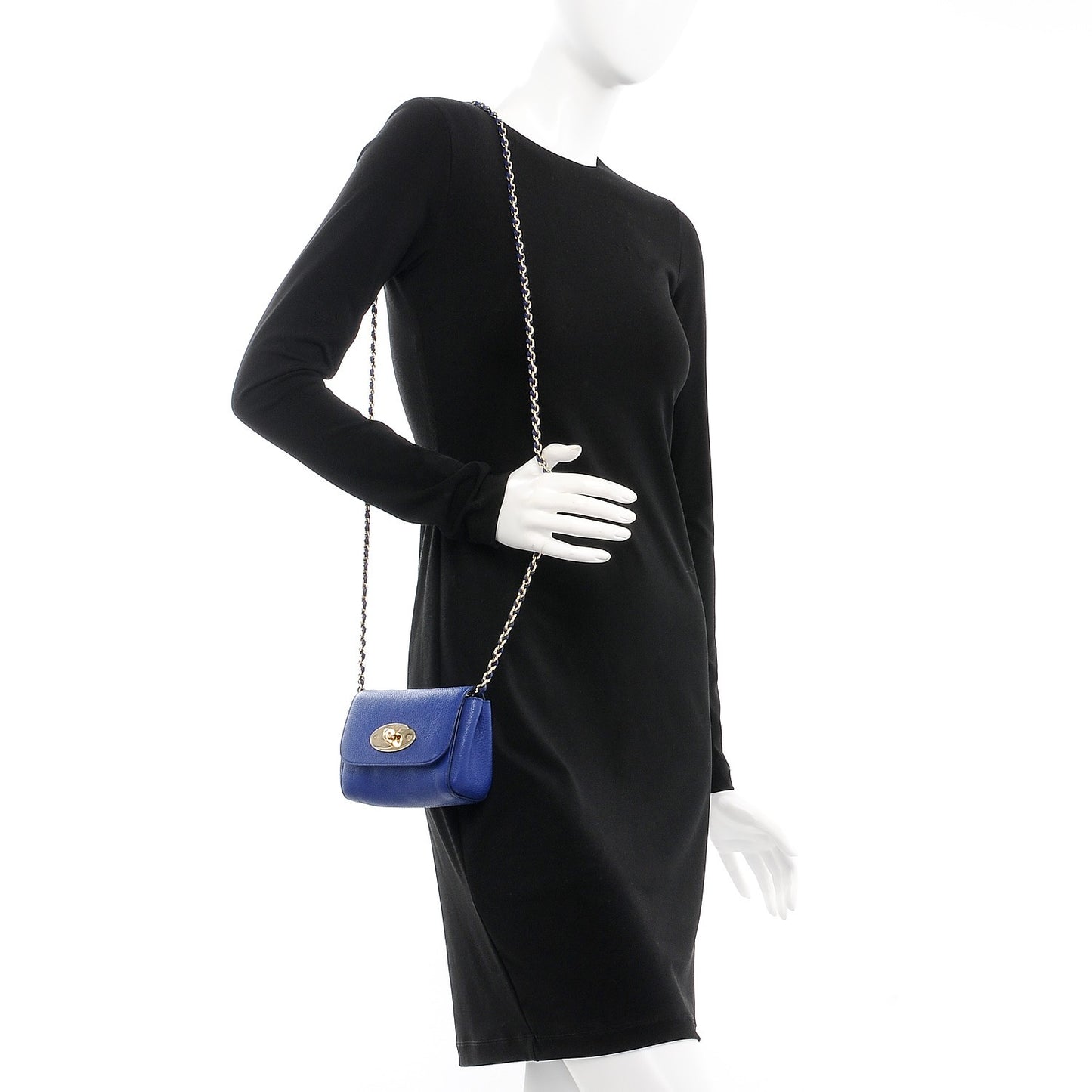 Small Classic Grain Calfskin Mini Lily Indigo