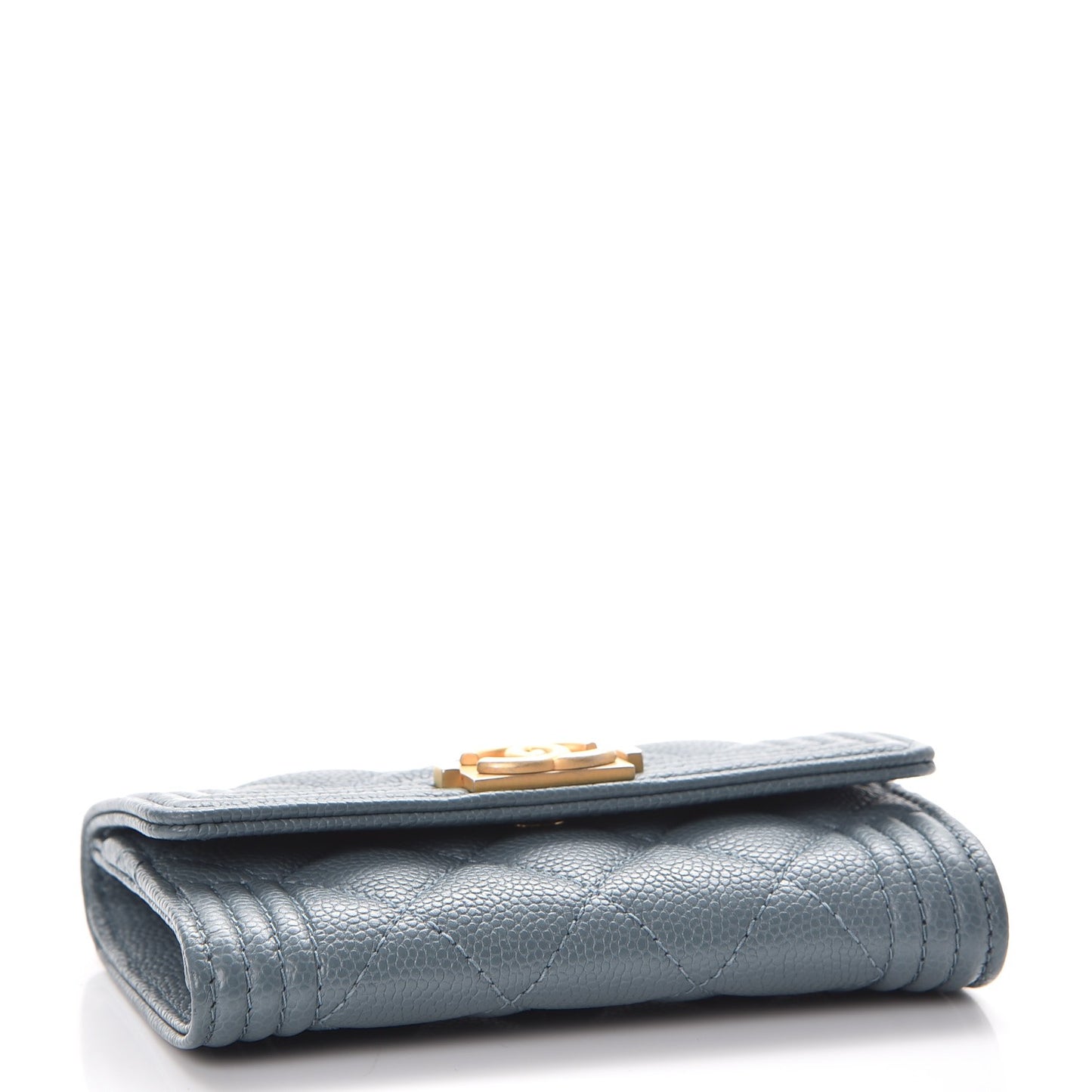 Caviar Quilted Boy Card Holder Wallet Blue