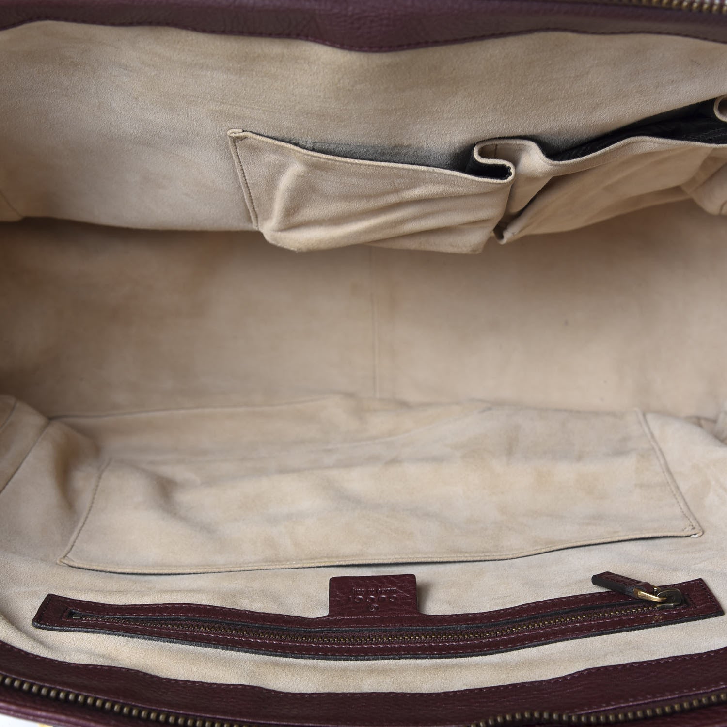 Gucci Metallic Pebbled Calfskin Medium 1973 Top Handle Satchel Burgundy 4 of 9