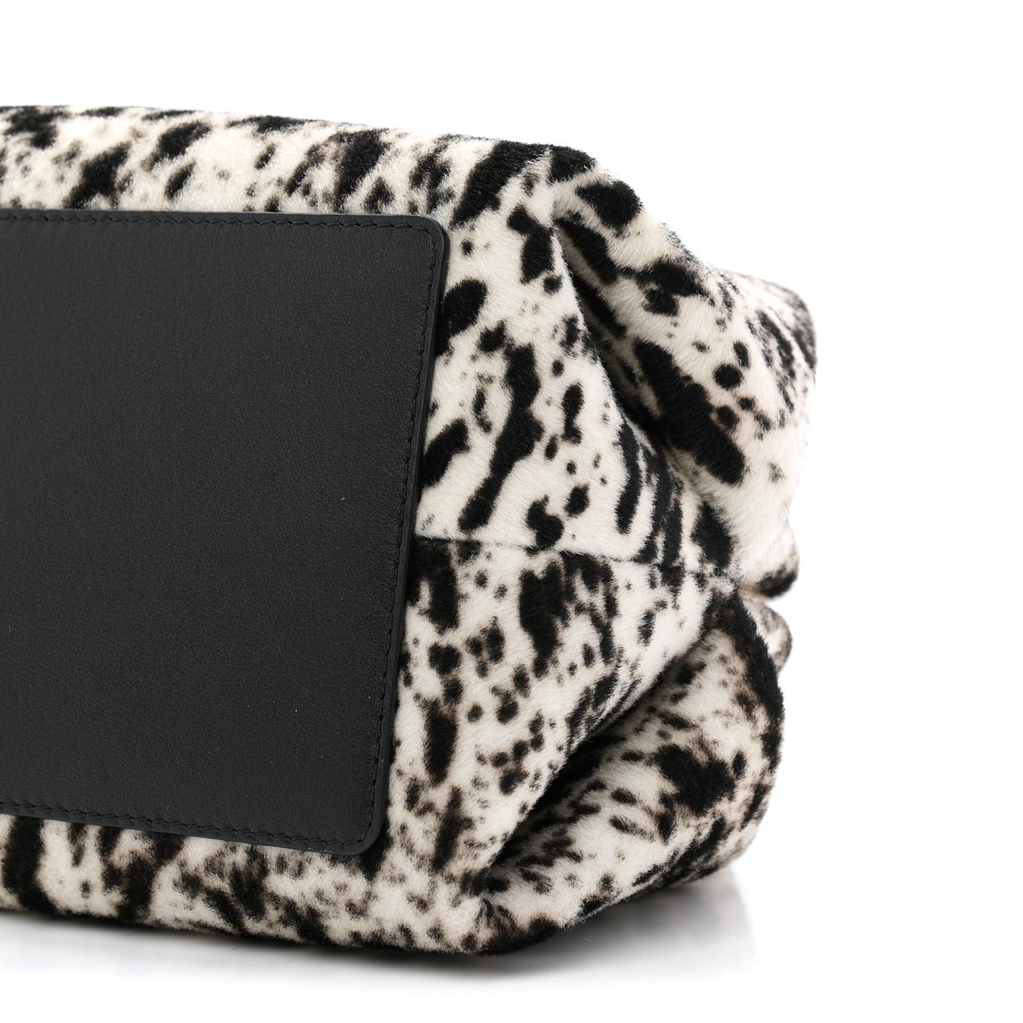 Lambskin Pony Hair Printed Clutch With Chain Black White