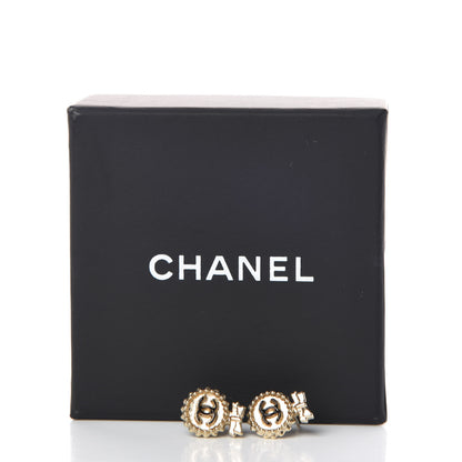 Chanel CC Bow Earrings Black Gold 5 of 5