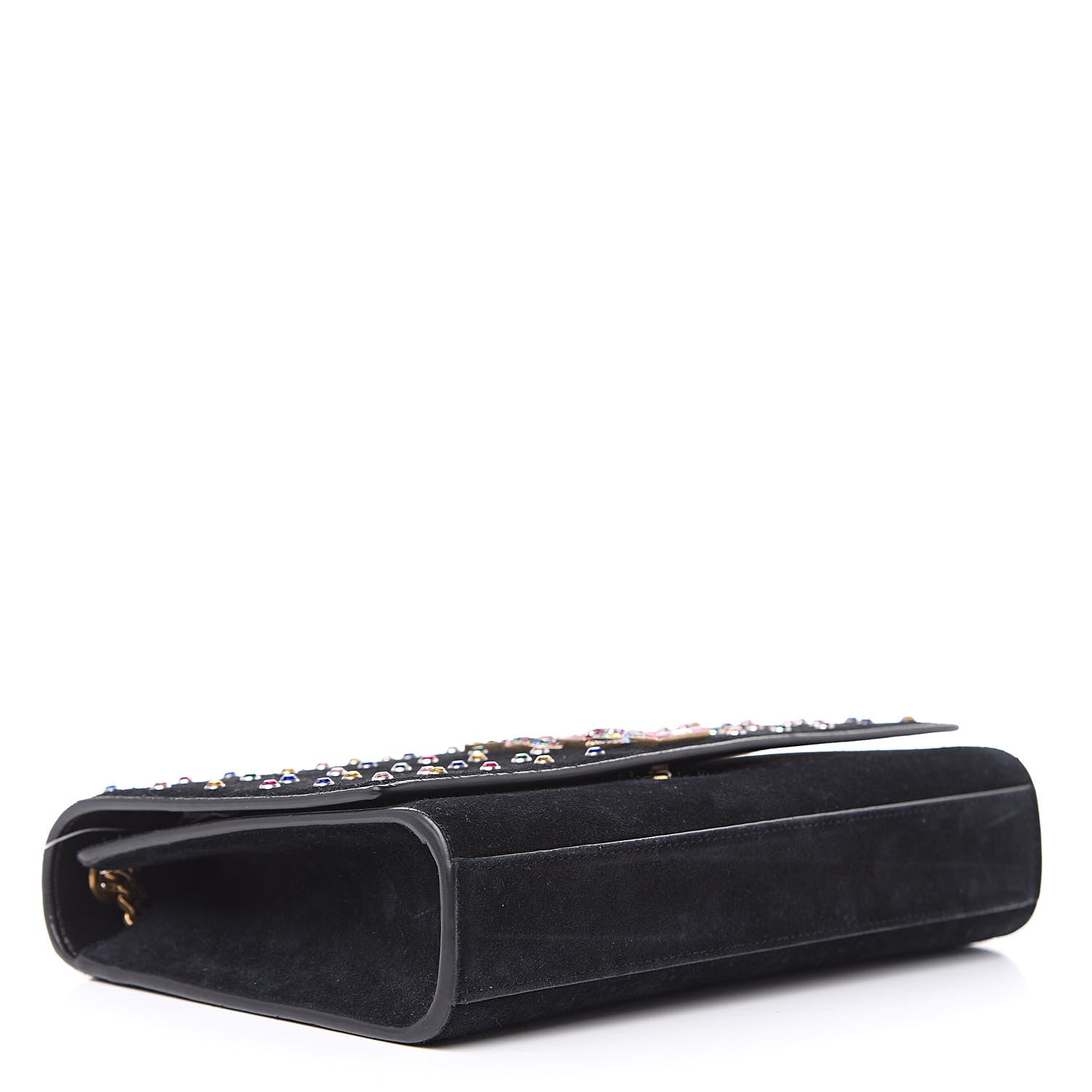 Saint Laurent Suede Crystal Medium Classic Monogram Kate Satchel Black 4 of 14