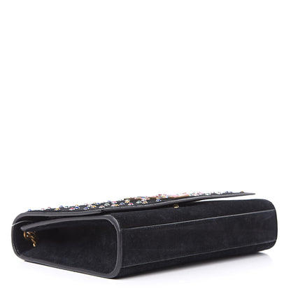Saint Laurent Suede Crystal Medium Classic Monogram Kate Satchel Black 4 of 14