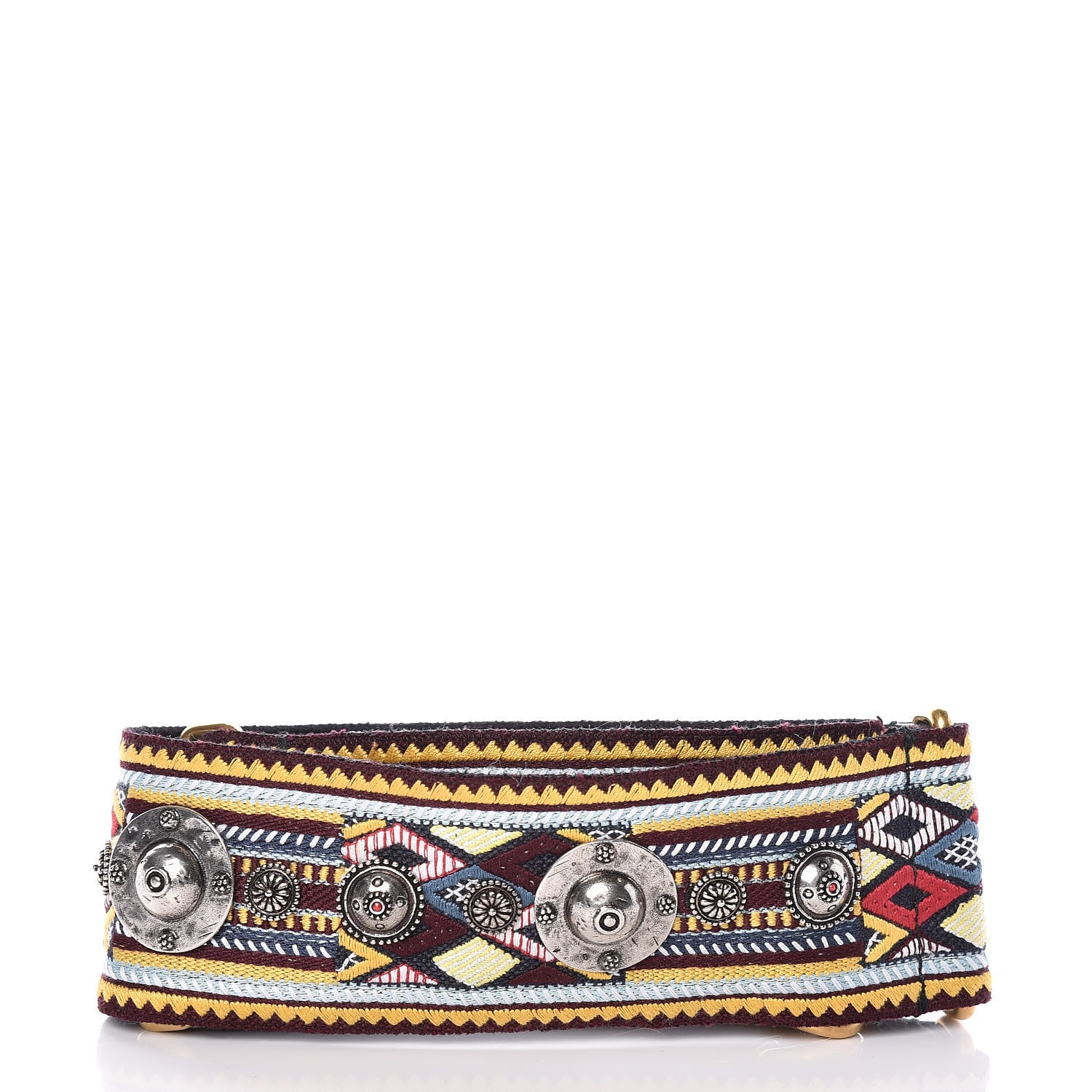 Christian Dior Canvas Embroidered Studded Shoulder Strap Black Multicolor 2 of 5