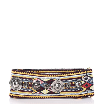 Christian Dior Canvas Embroidered Studded Shoulder Strap Black Multicolor 2 of 5