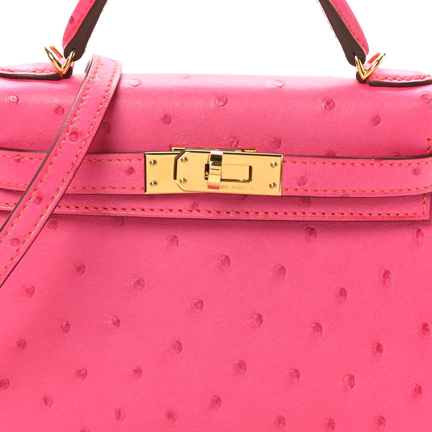 Ostrich Horseshoe Kelly Sellier Mini 20 Rose Pop Orange Poppy