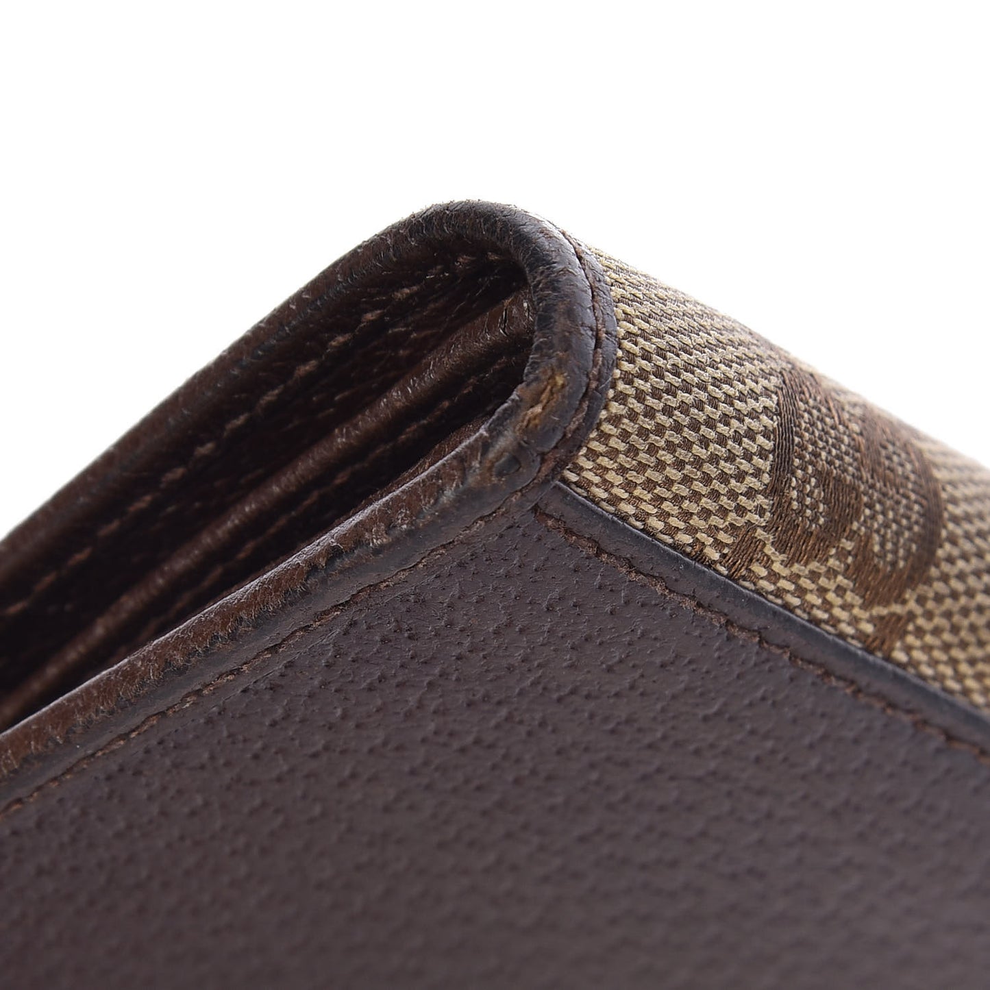 Monogram Ladies Web French Flap Wallet Dark Brown