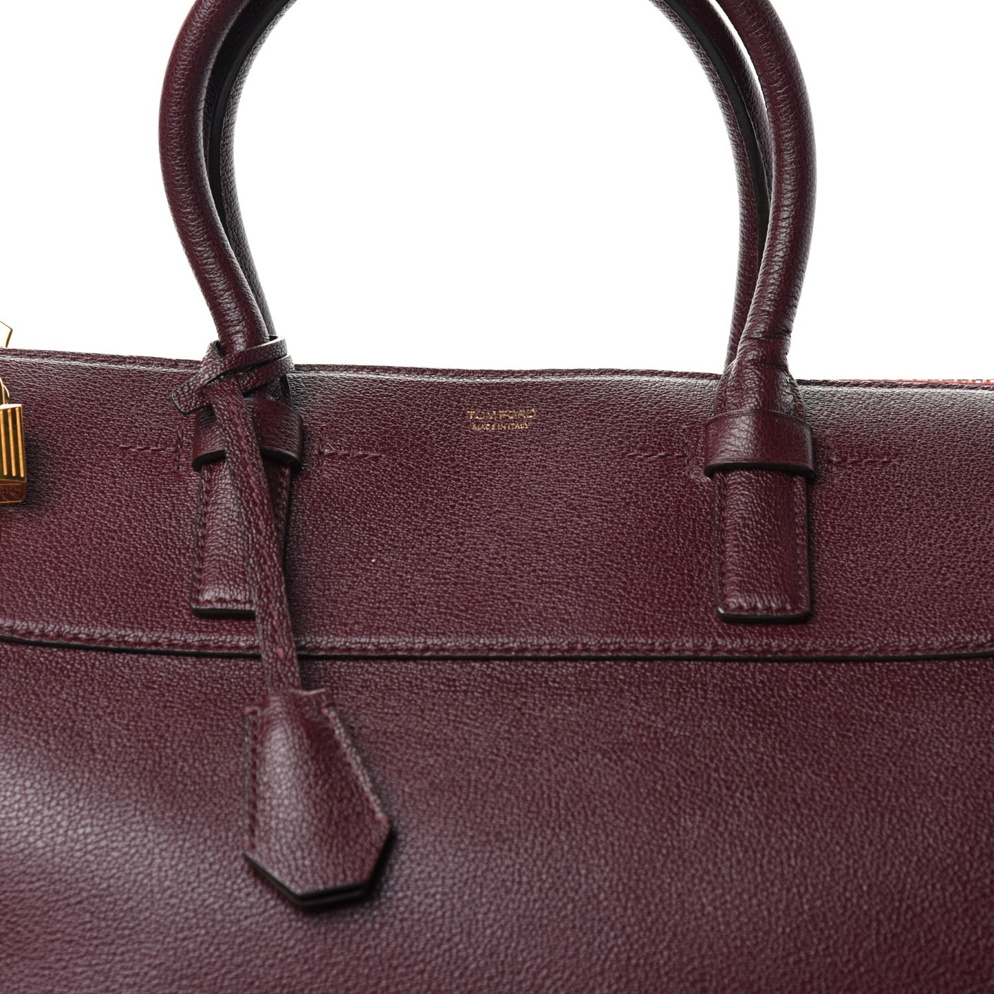 Grained Calfskin Satchel Burgundy