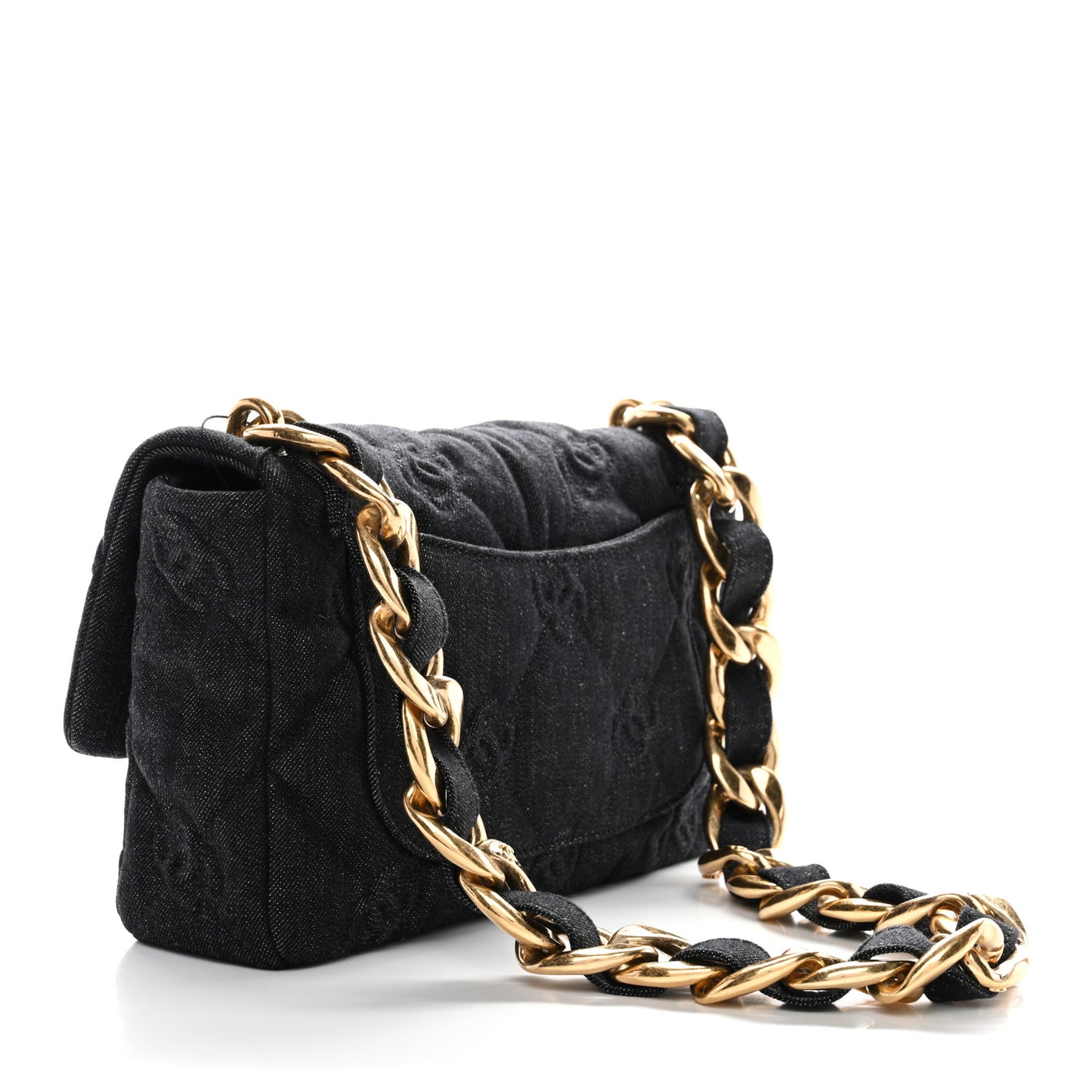 Denim Quilted Medium Funky Town Flap Black