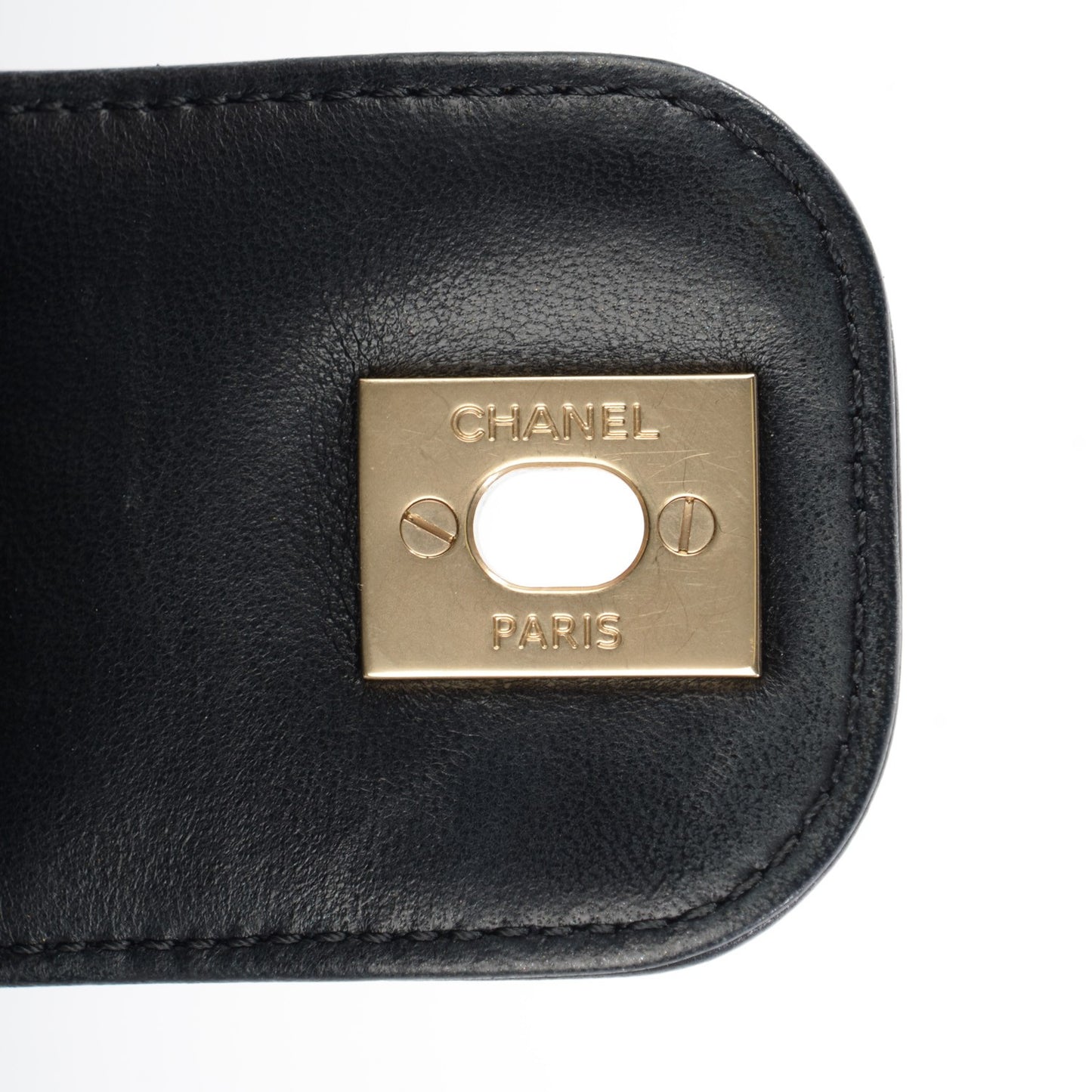 Lambskin Horizontal Quilted Medium Double Flap Black