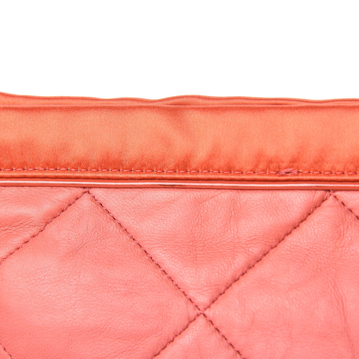 Lambskin Quilted Amalia Cosmetic Pouch Coral