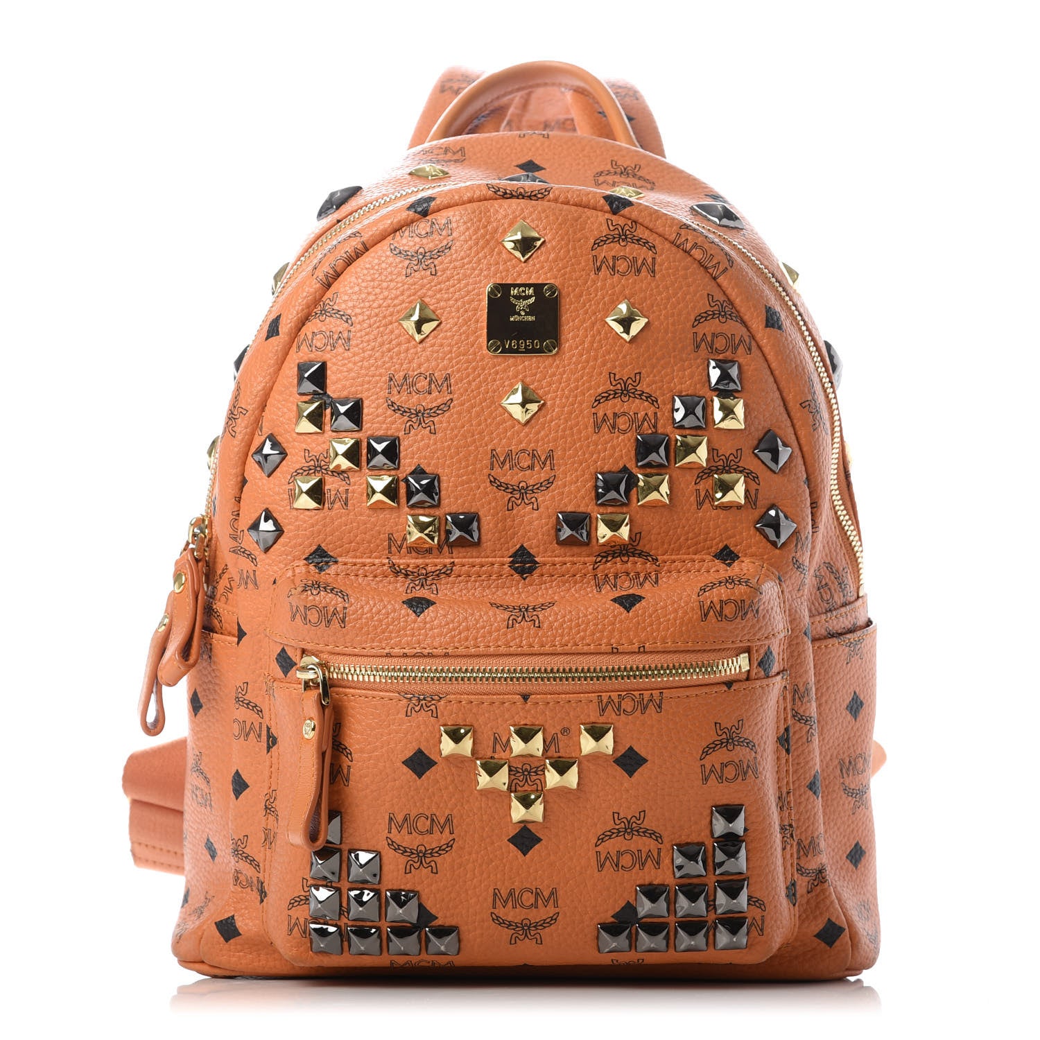 MCM Visetos Studded Small Stark Backpack Orange 1 of 7