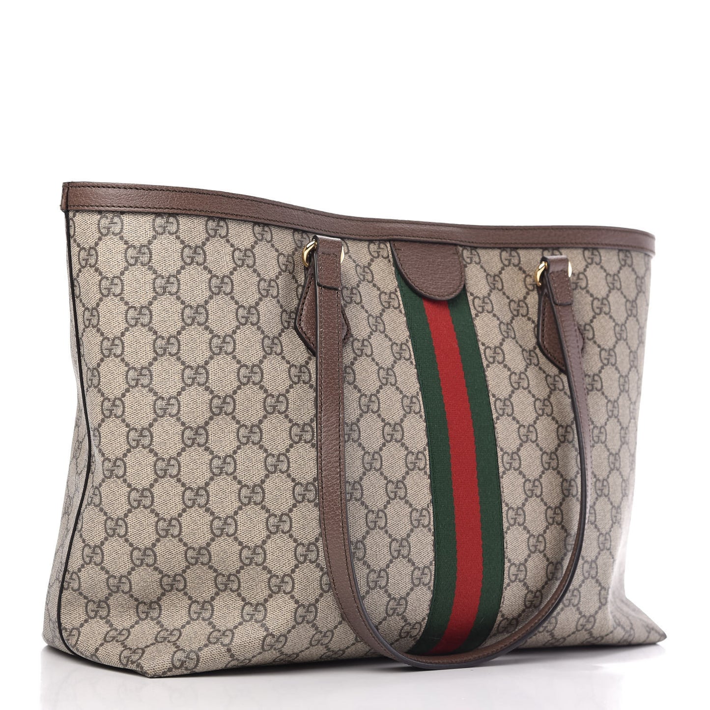 GG Supreme Monogram Medium Ophidia Shopping Tote Brown