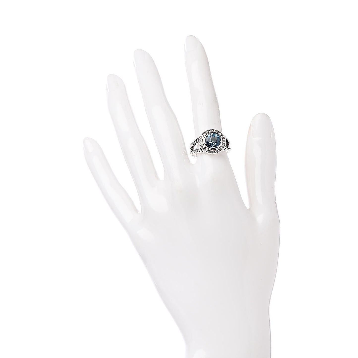 Sterling Silver Diamond Blue Topaz 8mm Petite Cerise Ring 52 6