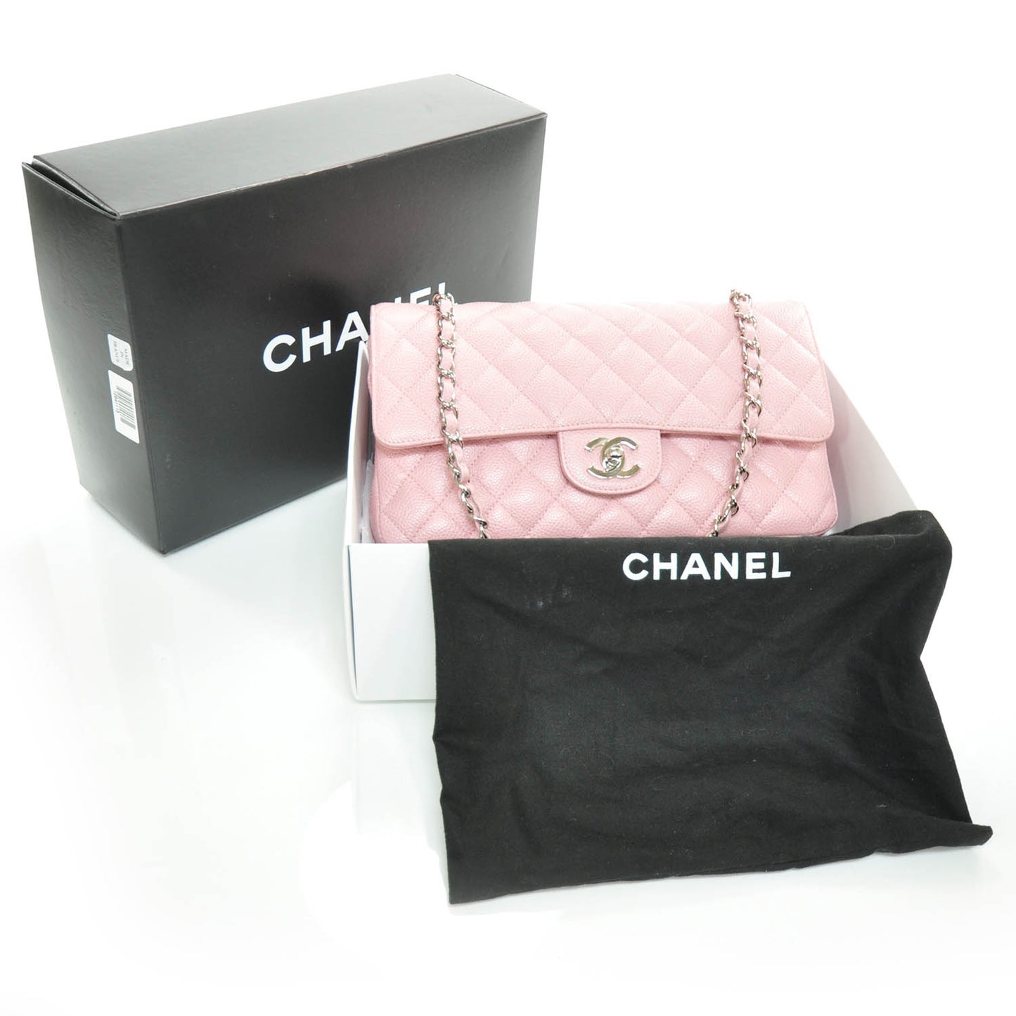 Caviar Medium Double Flap Pink