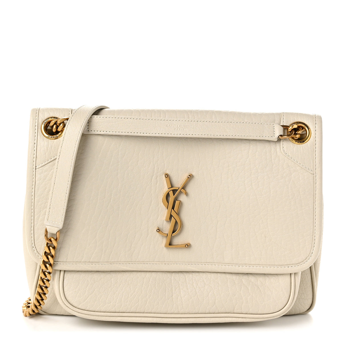 Saint Laurent Grained Lambskin Monogram Medium Niki Chain Satchel Crema Soft 1 of 11