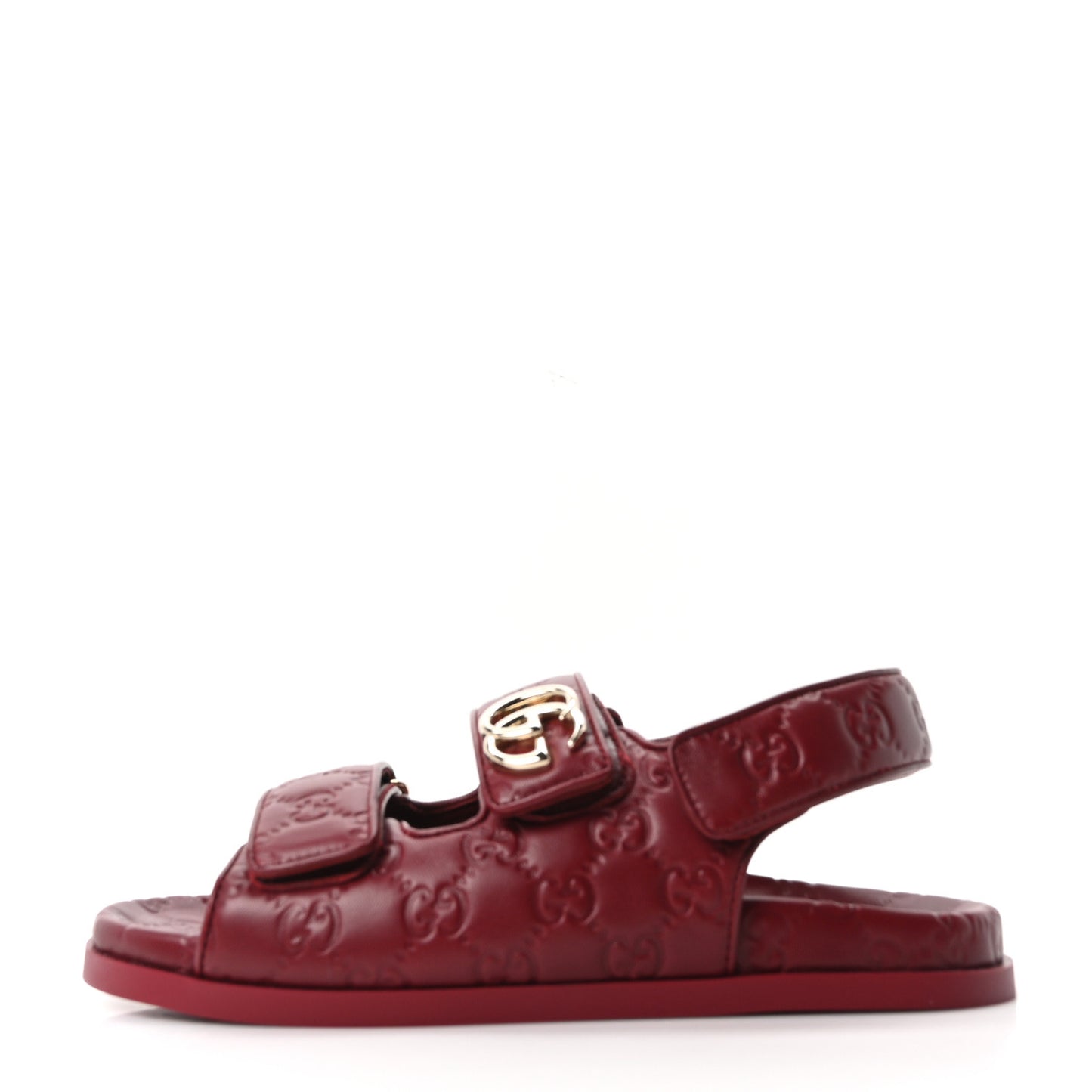 Guccissima GG Embossed Womens Sandals 37 Rosso Ancora