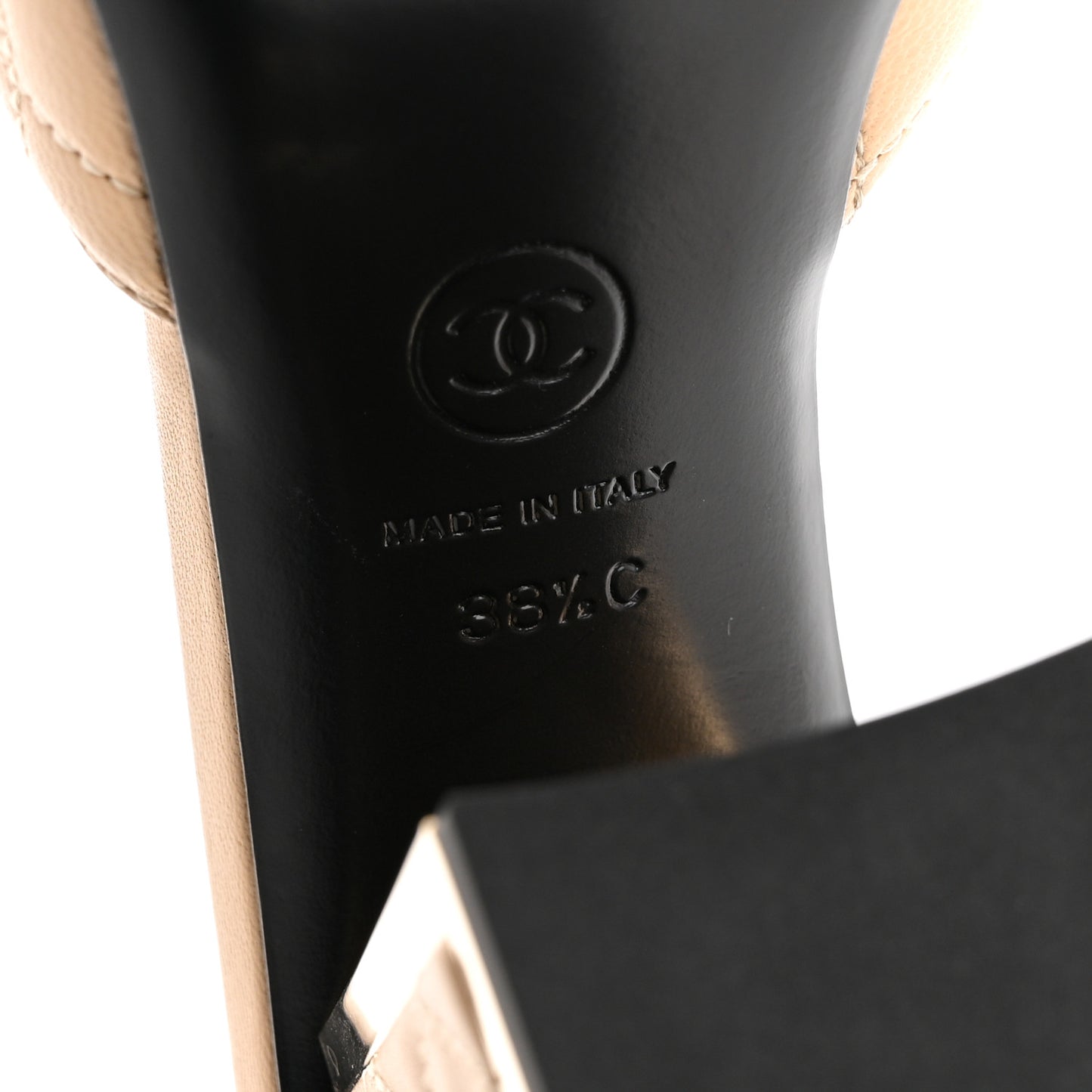 Lambskin Quilted CC Mules 38.5 Beige