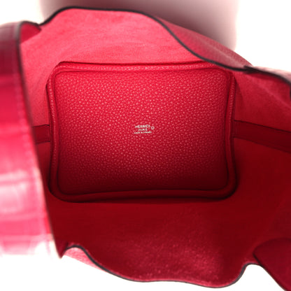 Hermes Taurillon Clemence Matte Alligator Picotin Lock Touch 18 PM Rose Mexico 5 of 13