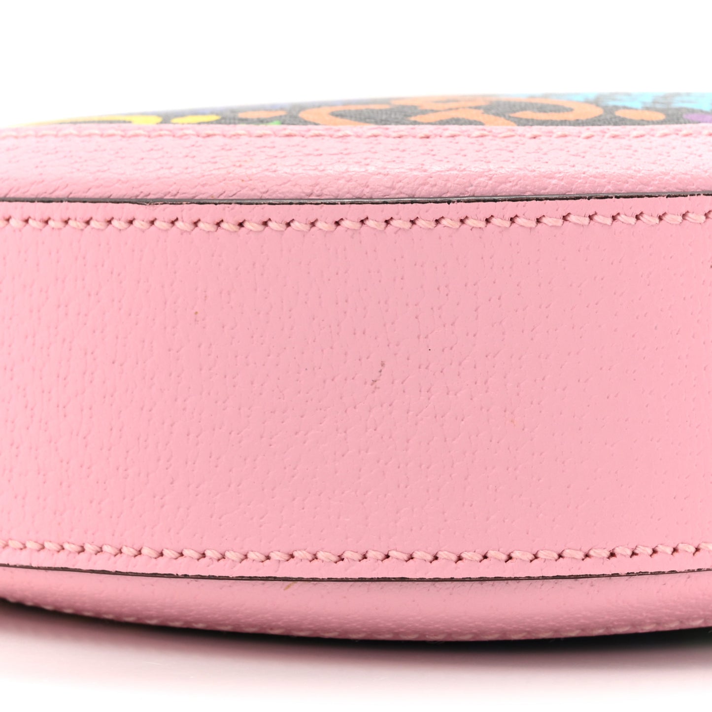 GG Supreme Monogram Psychedelic Round Shoulder Bag Black Multicolor Sugar Pink