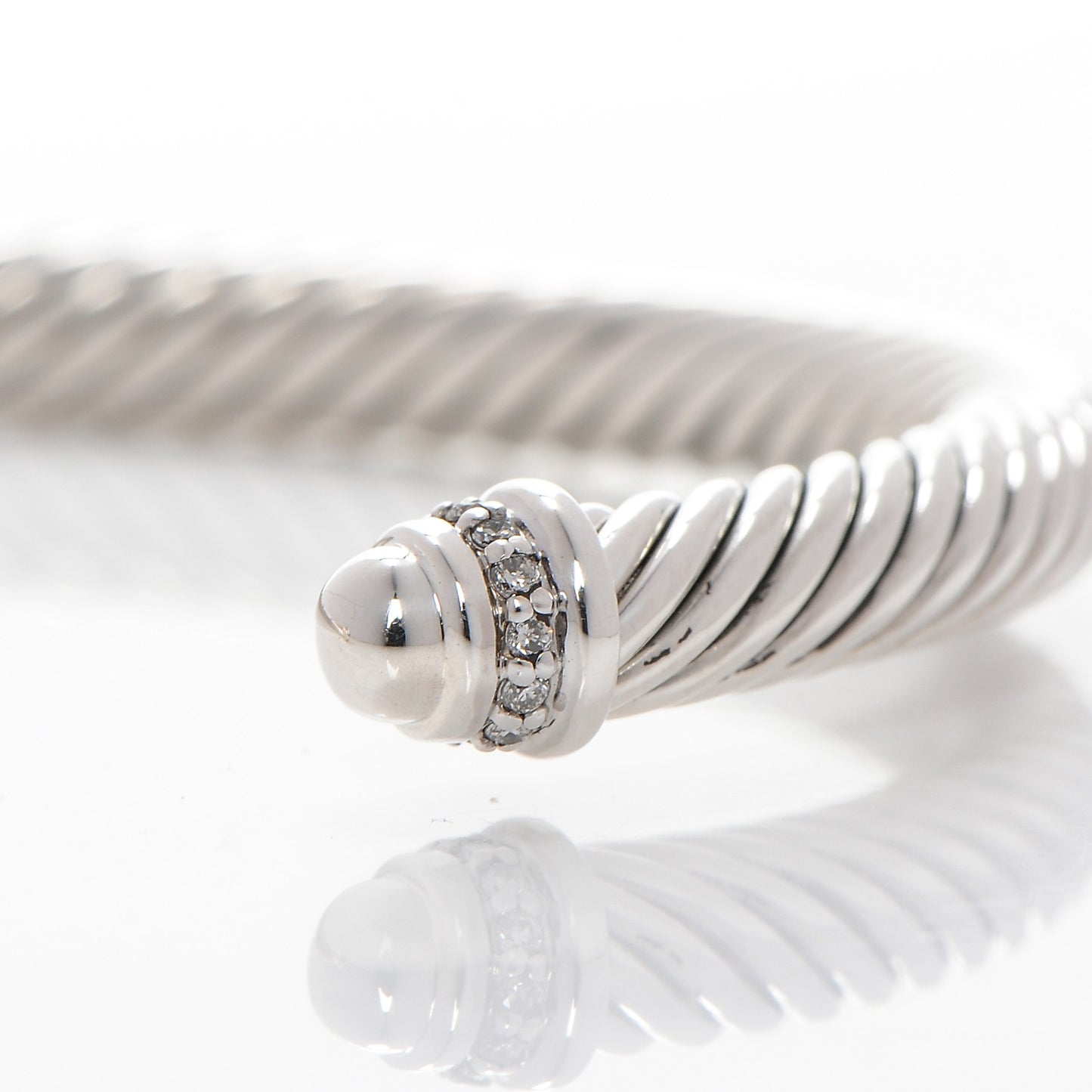 Sterling Silver Diamond 5mm Cable Classics Dome Bracelet