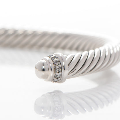 David Yurman Sterling Silver Diamond 5mm Cable Classics Dome Bracelet 5 of 6
