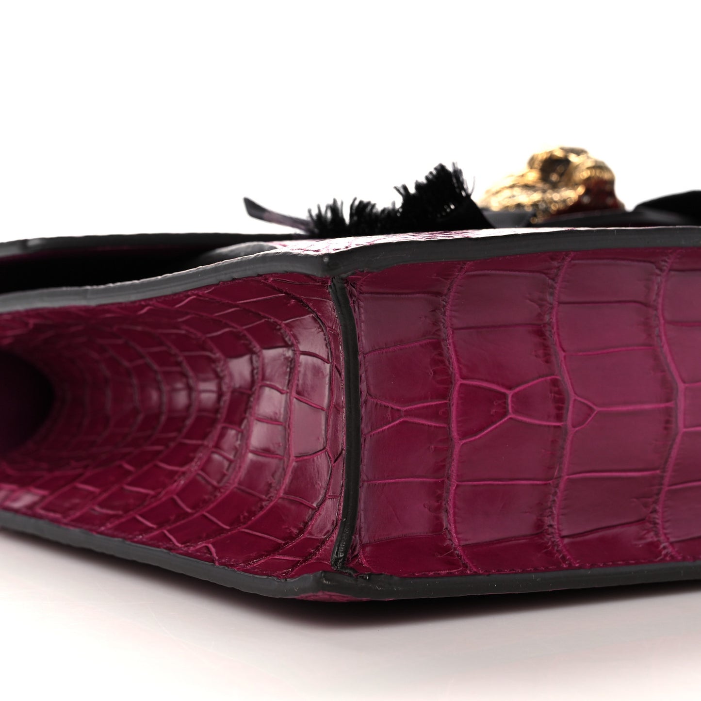 Crocodile Osiride Future Top Handle Bag Violet Cyclamin Black