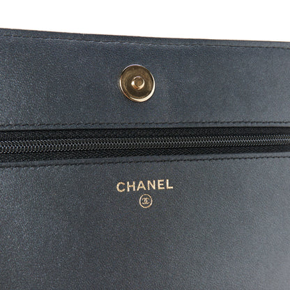 Chanel Iridescent Lambskin Quilted Pearl Wallet On Chain WOC Black 6 of 12