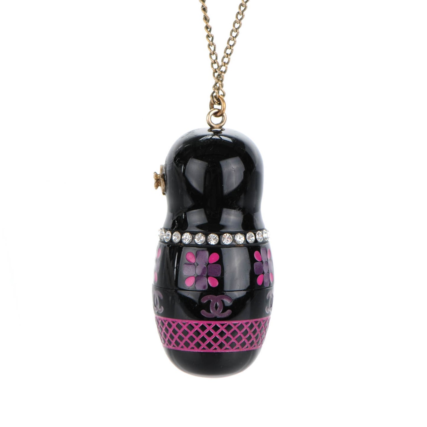 Crystal Matryoshka Pendant Necklace Pink